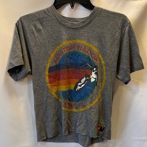 Aviator Nation Gray Tee with Rainbow Stripe Graphic - small